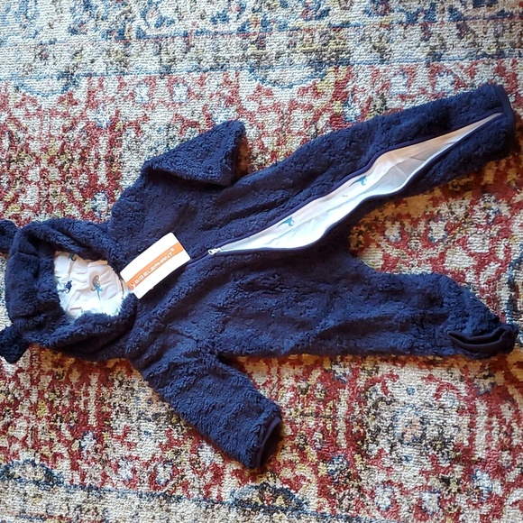 *NWT Navy blue sherpa fleece one piece outerwear suit baby - cute gift!!! - Picture 3 of 7